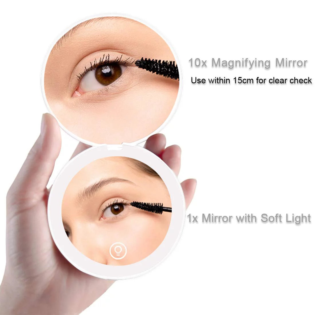 Compact LED Magnifying Rechargeable 2-Sided Makeup Mirror S873818