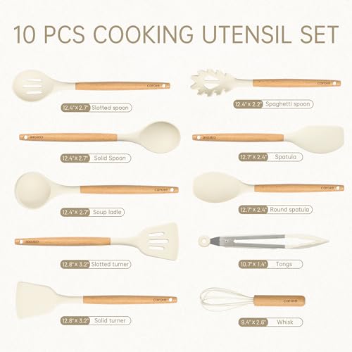 10 pcs Silicone Cooking Utensils Set with Wooden Handle N244