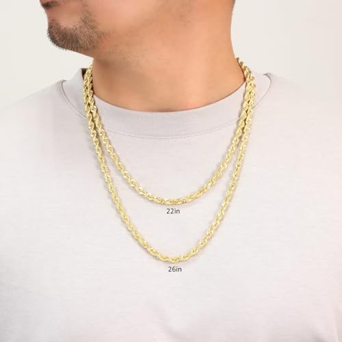 10K Yellow Gold Solid Rope Diamond Cut Chain Necklace N2296