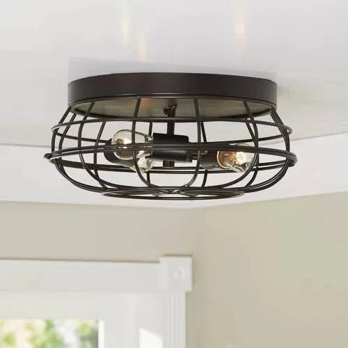 3 - Light 15x22 Caged Dome Flush Mount D789