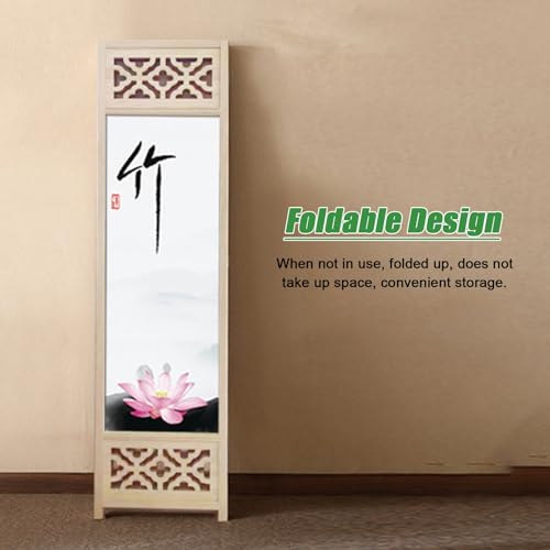 4-Panel Wooden Room Divider 180 200cm Tall Y437480