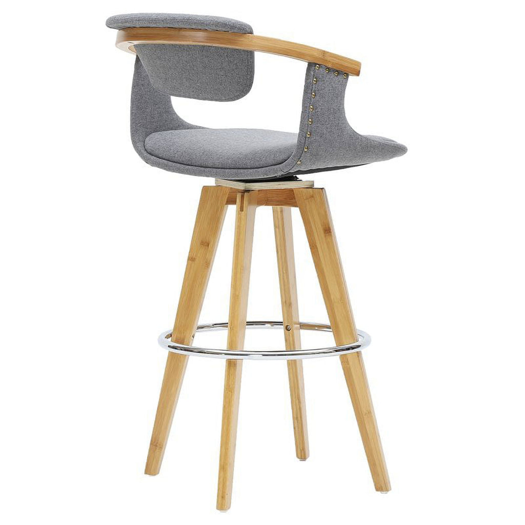 26" Fabric Bamboo Counter Stool in Gray/Natural W129