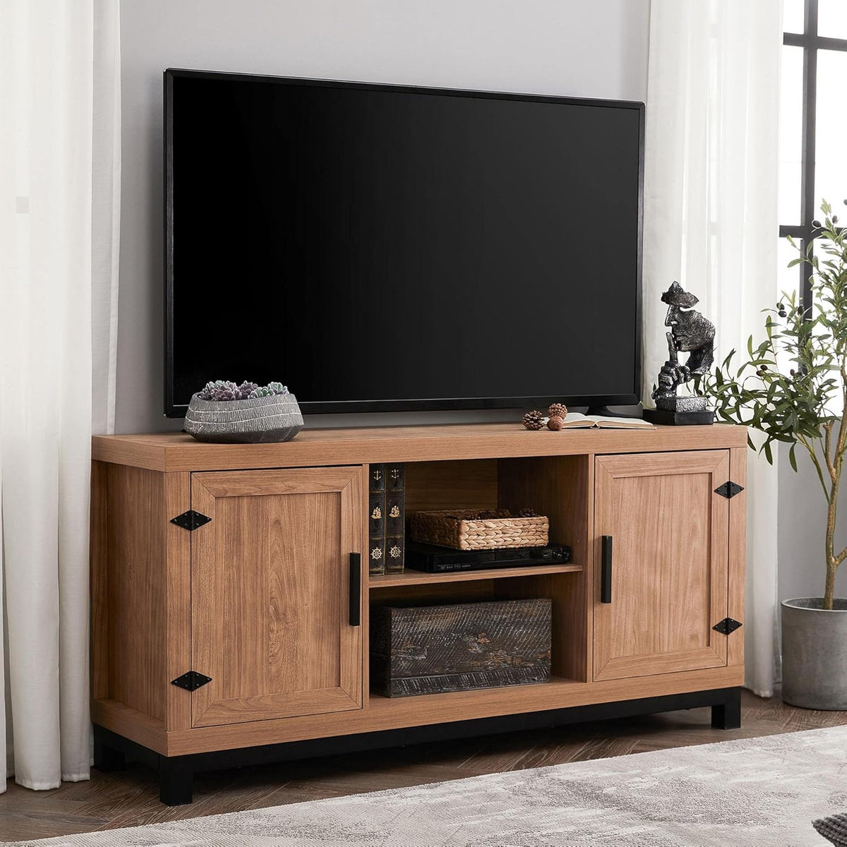 60 Inch Wood TV Stand with 6 Storages D956475