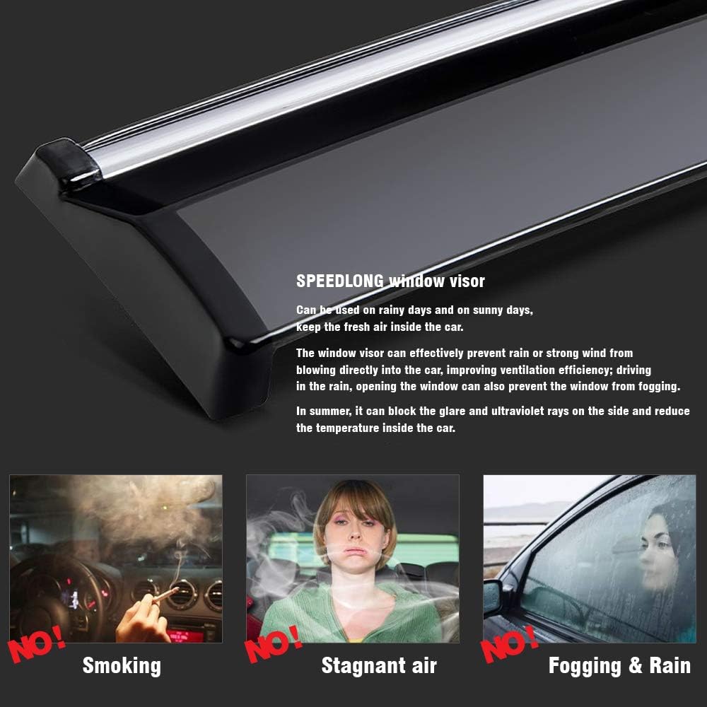Car Window Visor Vent Shade Deflector Sun/Rain Guards Pack of 2 H213392