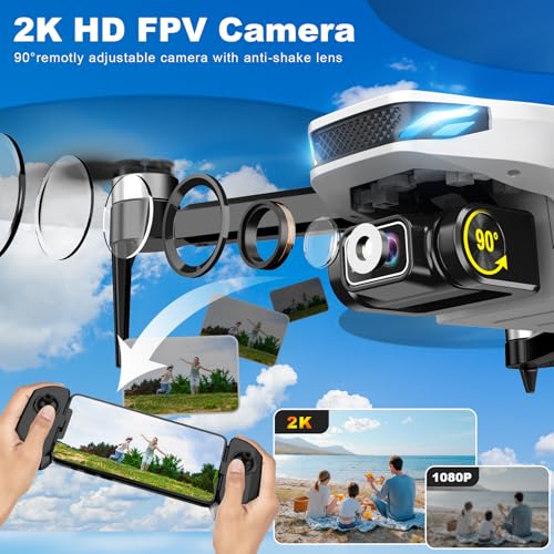 2K HD FPV Foldable Camera Drone E414993