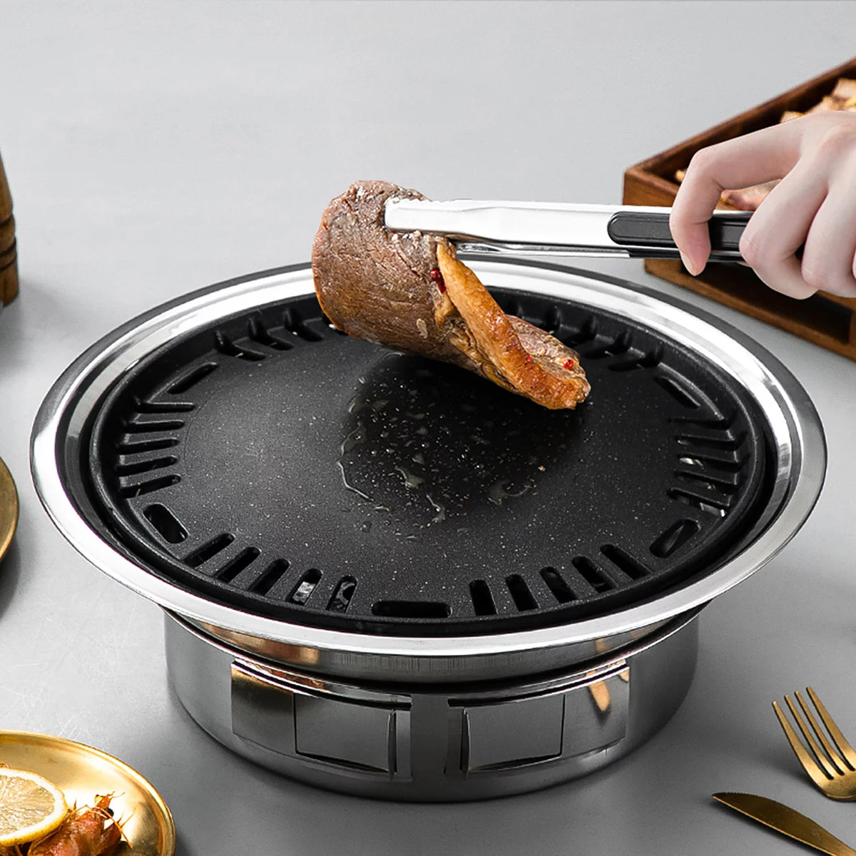 Charcoal Grill Non-stick Portable Stainless Steel BBQ F387171