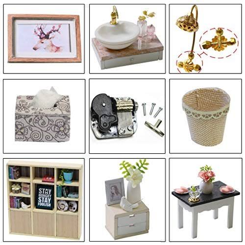 Wooden DIY Dollhouse Kit with Furniture, 1:24 Scale M575