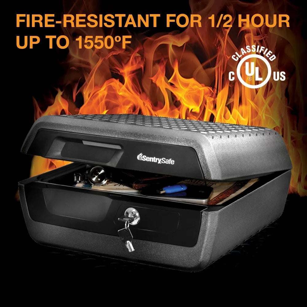 Fire and Water-Resistant Box Safe with Key Lock 0.36 cu. ft. T21303