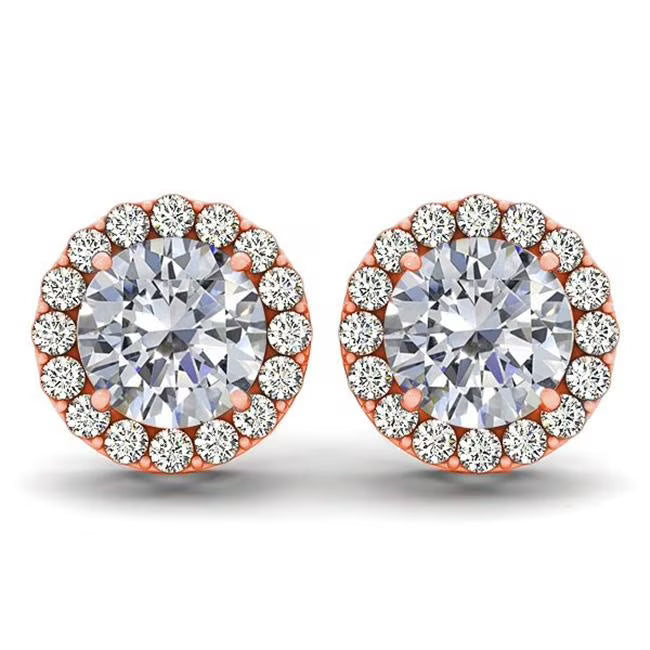 14K Rose Gold Diamond Stud Earrings R83632
