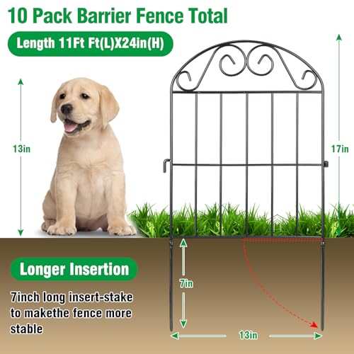 20 Panels Collapsible Garden Fence Animal Barrier, 22 Ft x 24 in Rustproof Metal Wire Panel, Green O1876