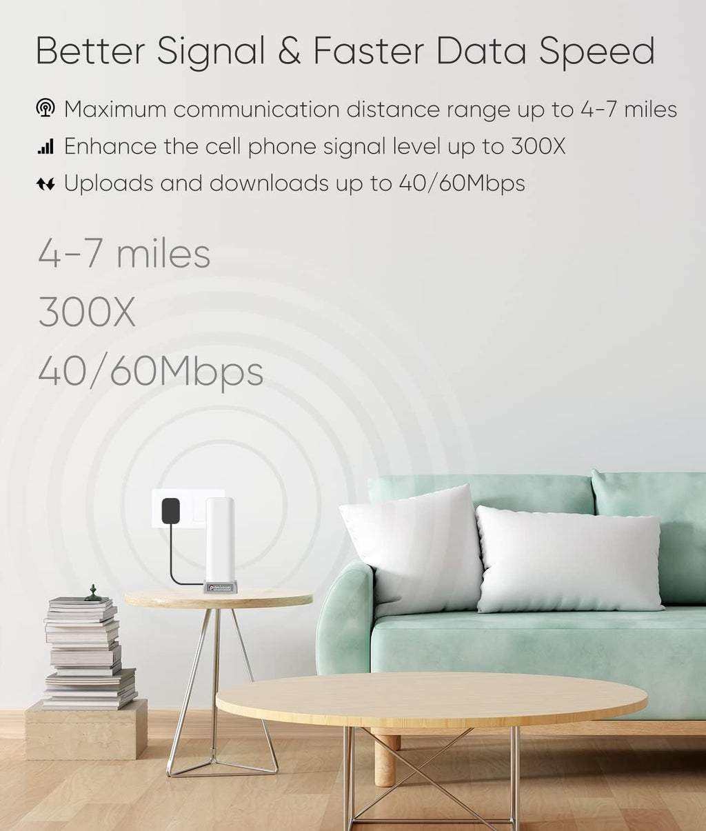 Cell Phone Signal Booster for Home and Office, 4G LTE & 5G, 5,000 sq ft, FCC Approved D605515