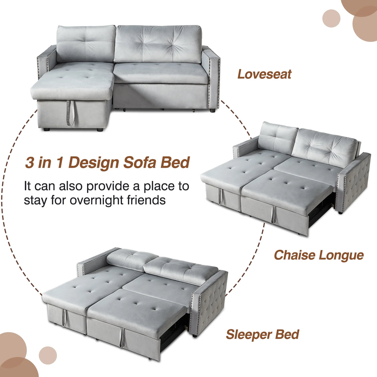 King Size L Shaped Sofa Bed with Storage H448