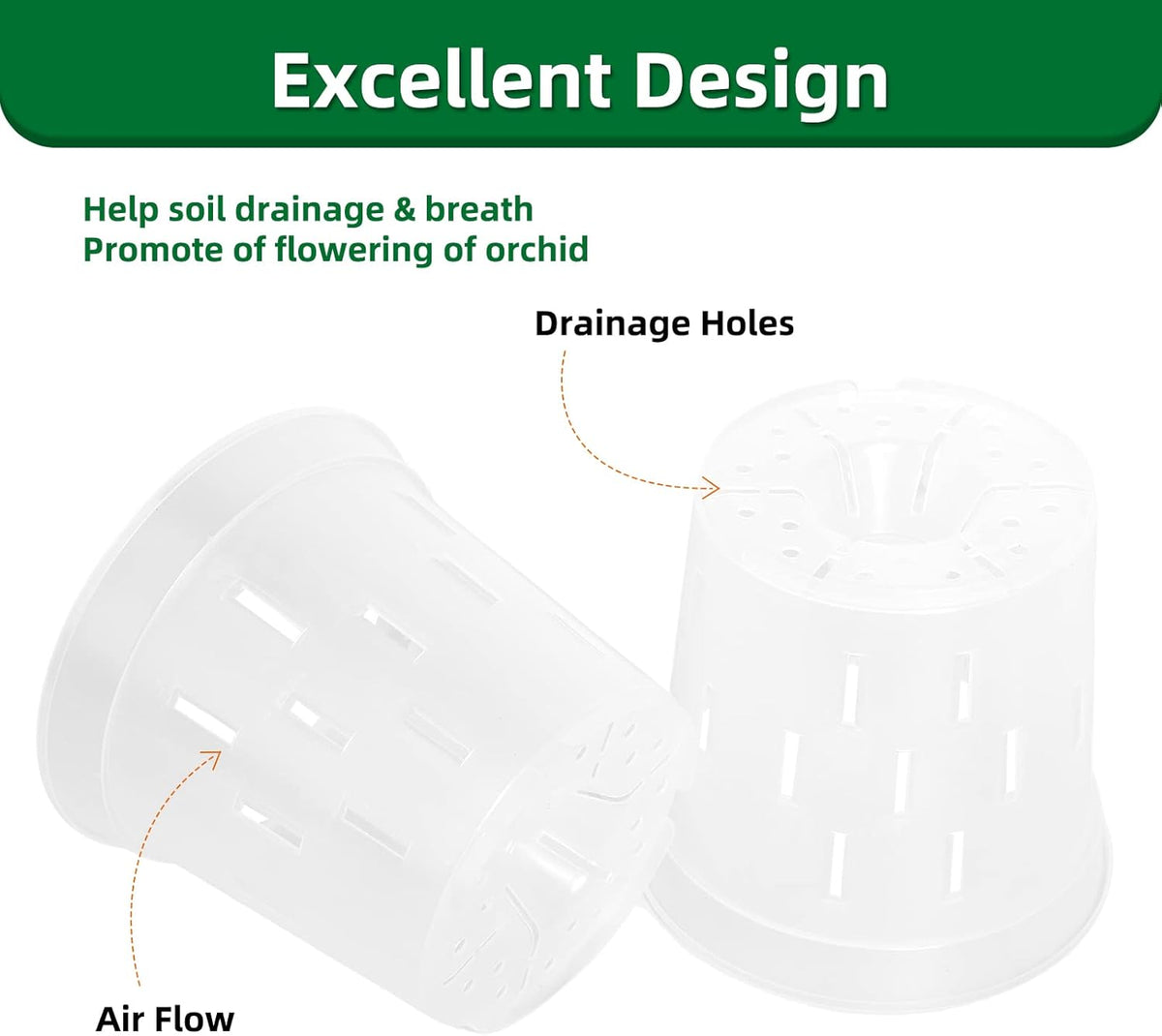 Clear Orchid Pot 6 Inch 5Pack Plastic Planter Y57972