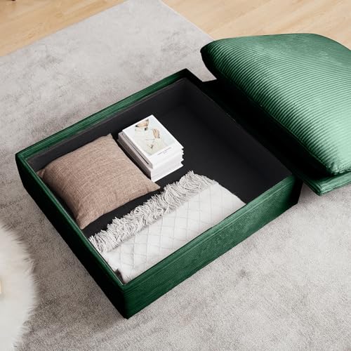 Corduroy L Shaped Modular Sofa with Storage Ottoman V2639