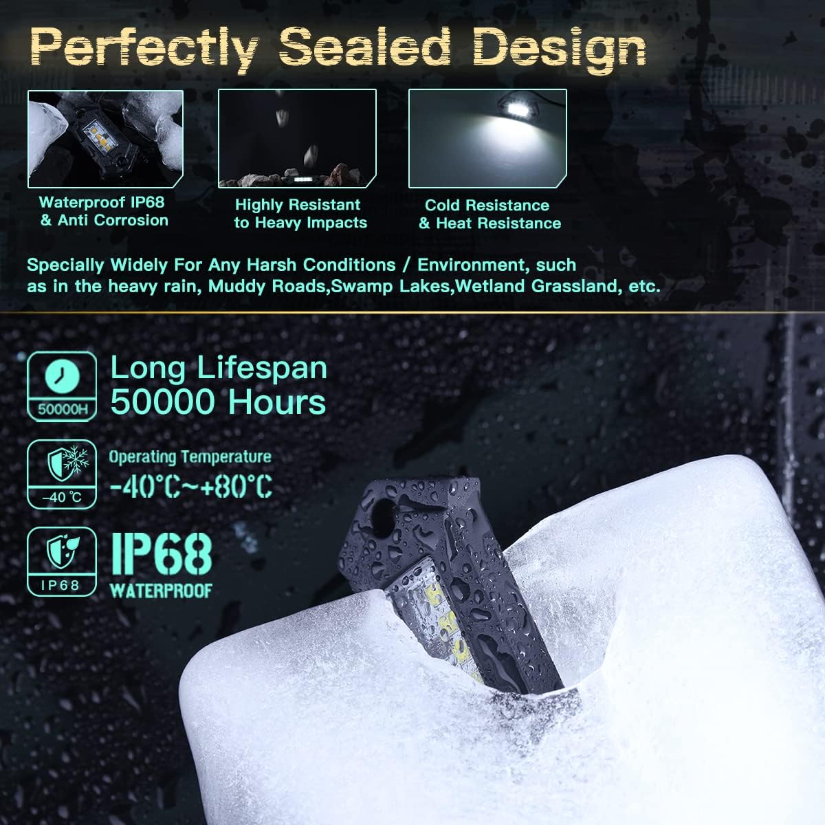 White 8Pods IP68 Waterproof LED Rock Lights T461778