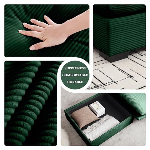 Corduroy L Shaped Modular Sofa with Storage Ottoman V2639