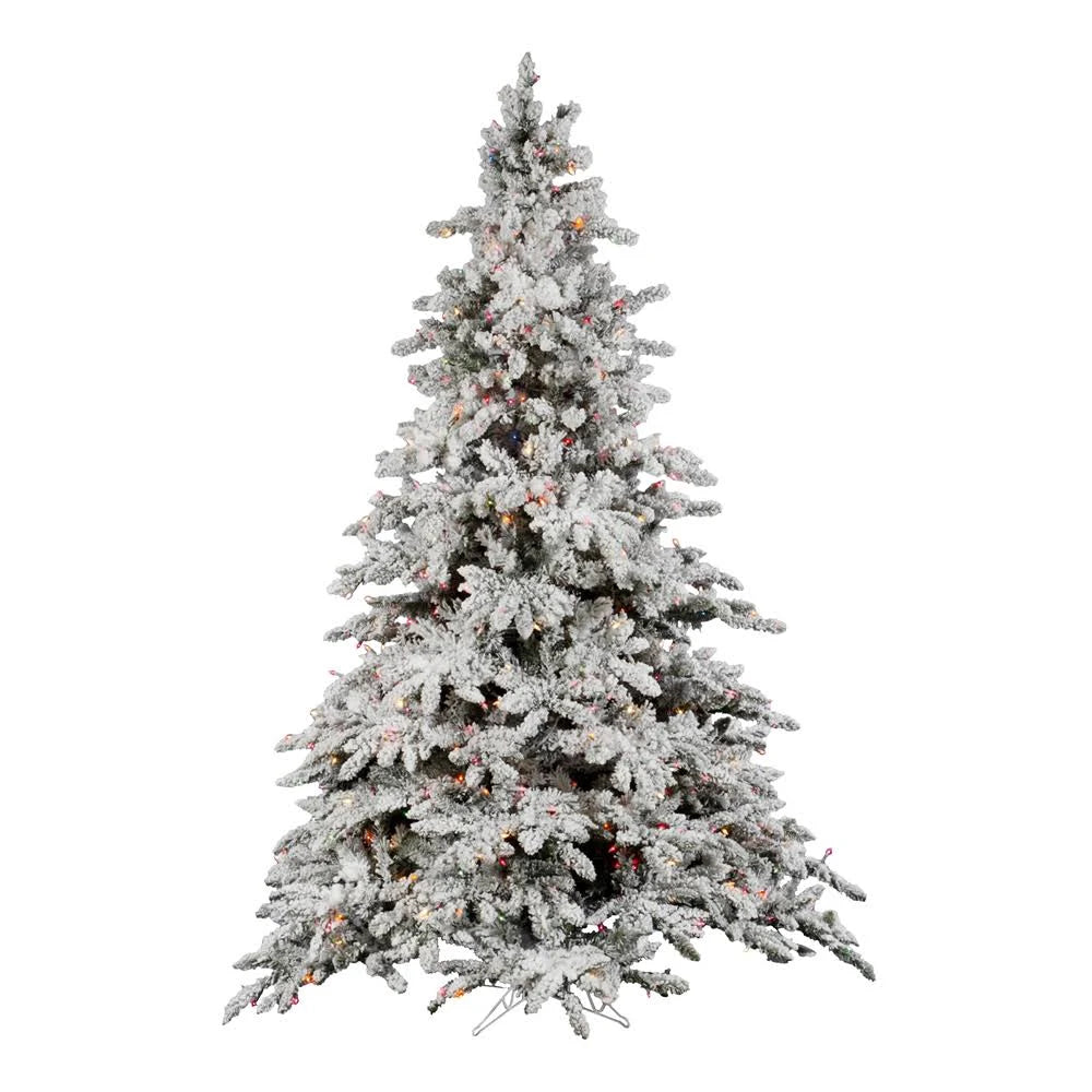 7.5 ft Flocked Utica Tree with 850 Multicolor Lights T51458