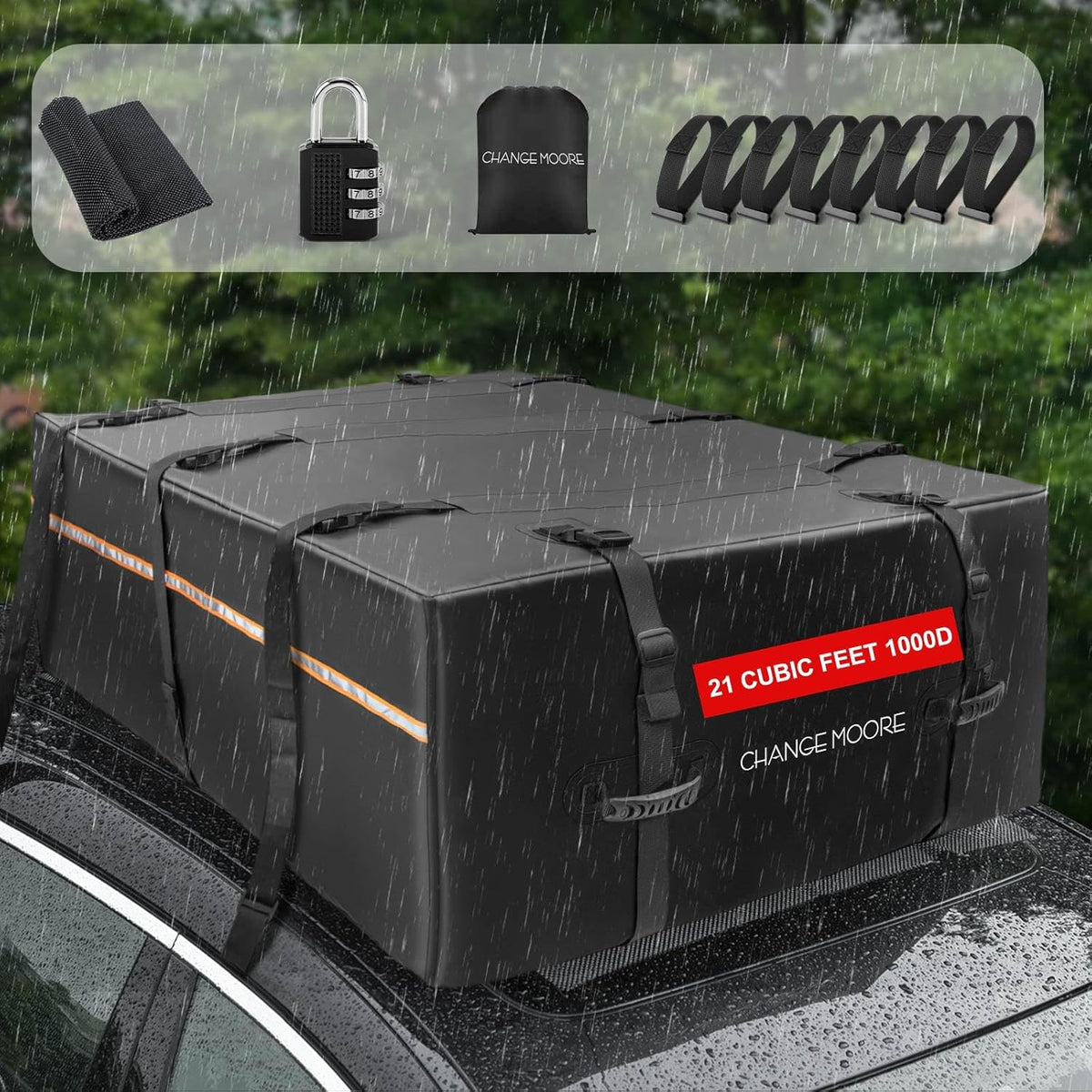 21 Cubic Feet 1000D Waterproof Car Rooftop Cargo Carrier Bag W5976