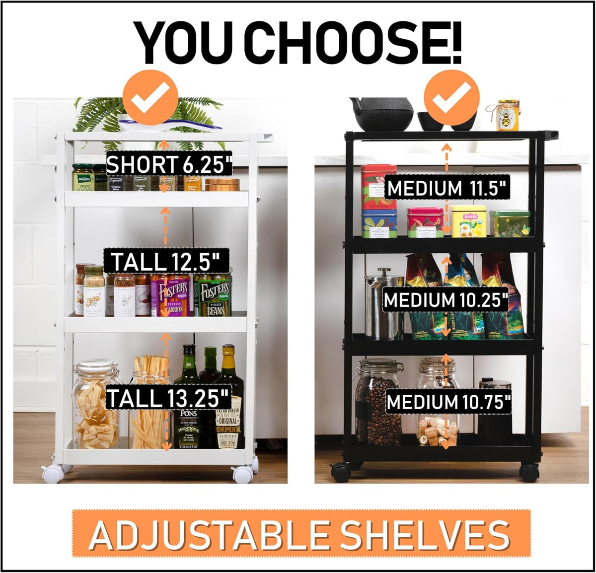 Black 4 Tier Rolling Metal Storage Cart R57629