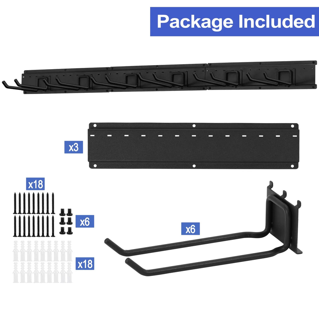 Heavy Duty Steel Wall Mounted Tool Storage Organizer with 6 Removable Hooks and 3 Board S10538