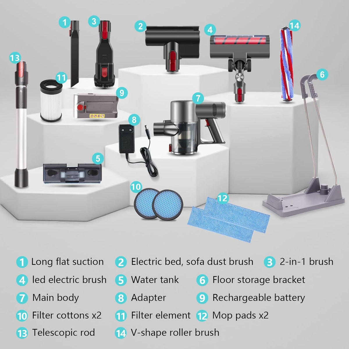 Cordless Vacuum Cleaner 27KPa 380w Brushless Motor Stick Vacuum 11 in 1 A5258