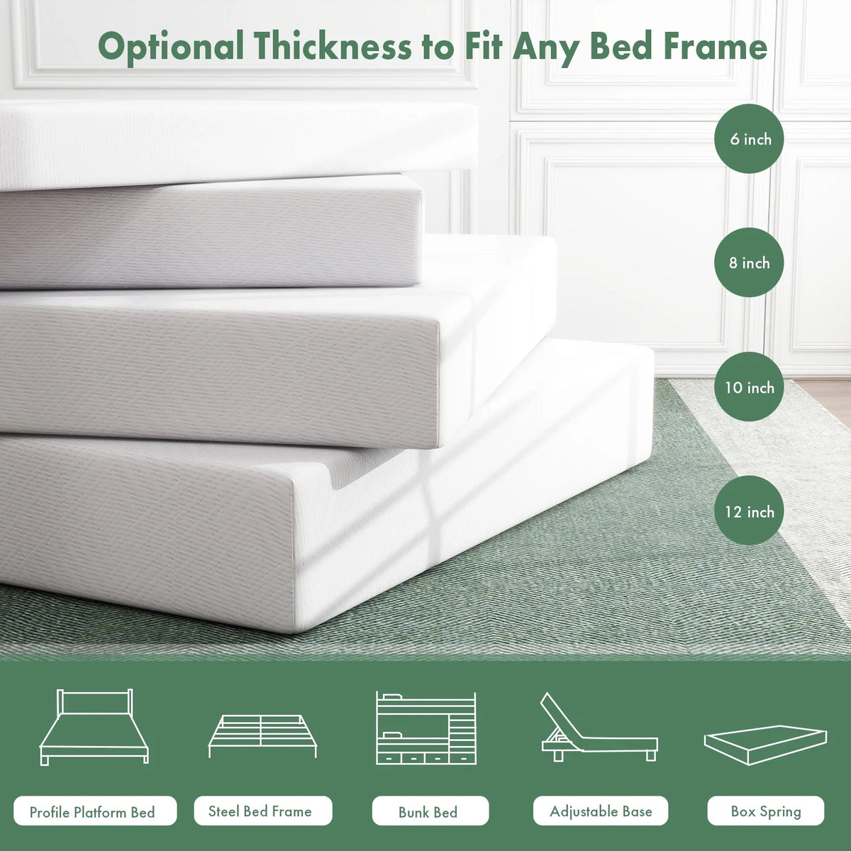 10" Cooling Gel Memory Foam Queen Mattress I4375
