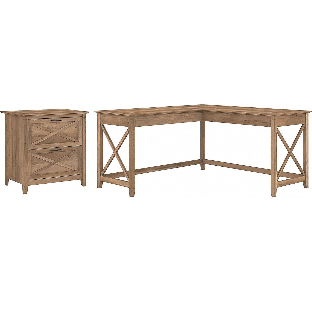 L Shaped Desk with 2 Drawer File Cabinet A9983