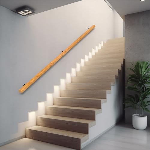 6FT Wood Stair Handrails Wall Mount Non-Slip Staircase Handrail C2053