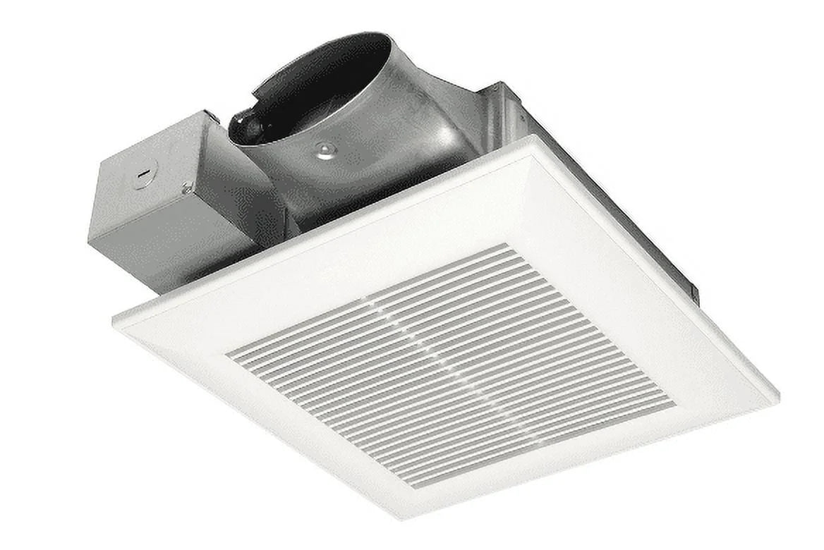 DC Fan with ECM motor and Pick-A-Flow 50, 80 or 100 CFM, Built-in Condensation Sensor, ceiling or wall mount, 3-3/8" housing depth N488447