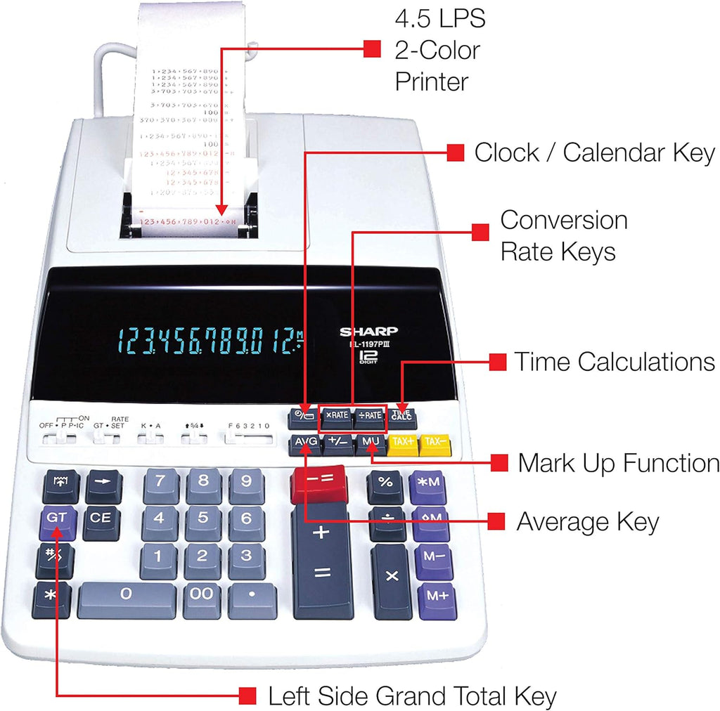 Heavy Duty Printing Calculator with Clock and Calendar W371518
