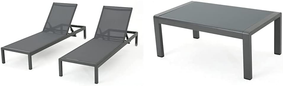Grey Outdoor Aluminum Chaise Lounges 2-Pcs Set P3668