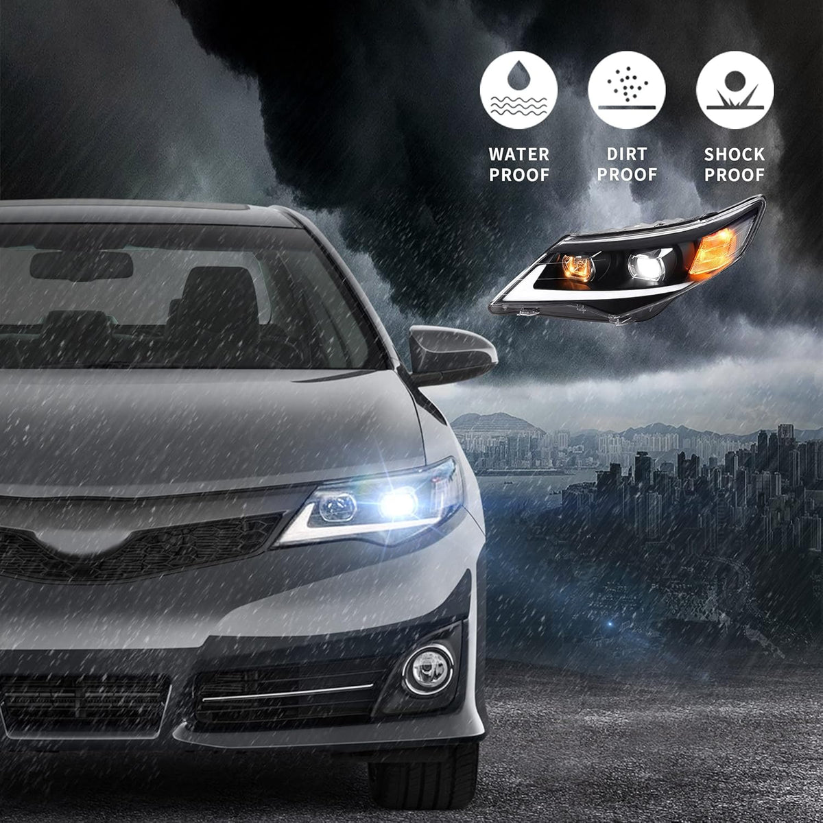 LED Projector Headlights with LED DRL & Halogen High Beam P4601