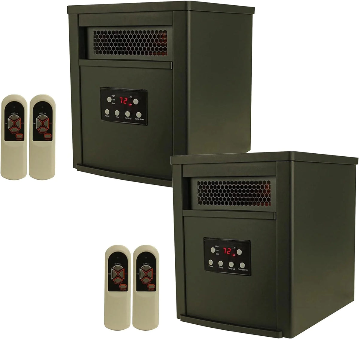 1500W Portable Electric Infrared Quartz Space Heater Black (2 Pack) T820559