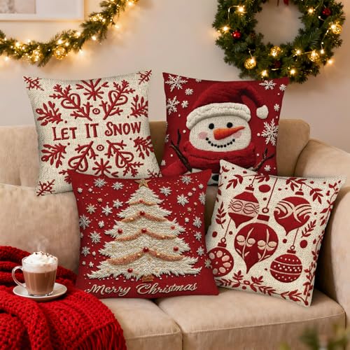Christmas Throw Pillow Covers 18X18 Set of 4 L830166