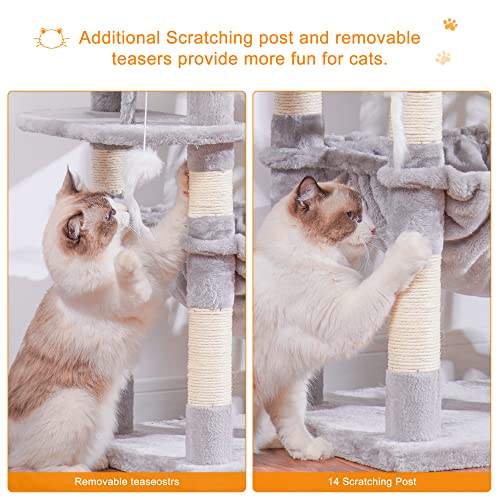 Light Gray Cat Tree with Sisal Scratching Posts O482