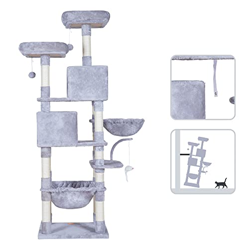 Light Gray Cat Tree with Sisal Scratching Posts O482