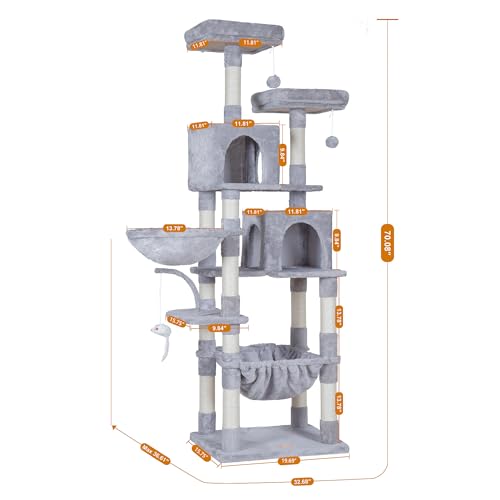 Light Gray Cat Tree with Sisal Scratching Posts O482