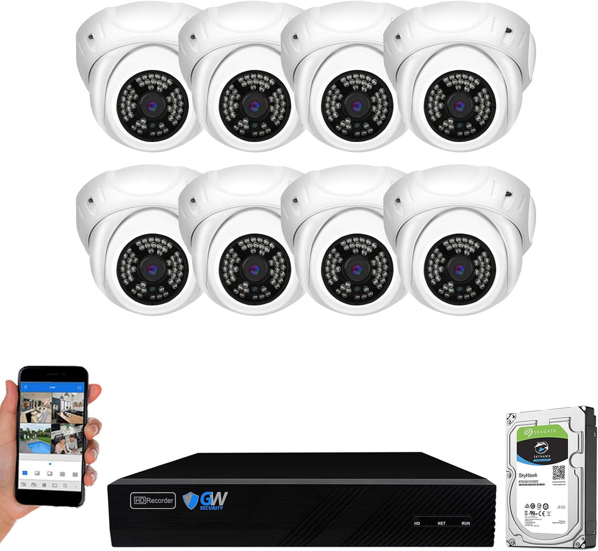 8 Channel 4K NVR 5MP PoE Security Camera System with 8 Dome Cameras J274367