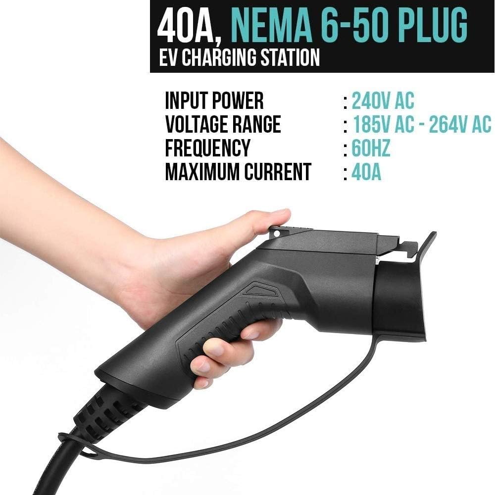 240V 40 Amp Level 2 Electric Vehicle Charging Station with 20ft J1772 Cable & NEMA 6-50 Plug R286704