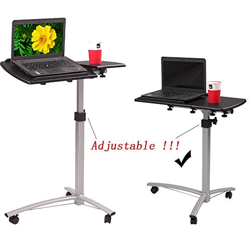 Brown Tilt Top Overbed Table with Wheels K991