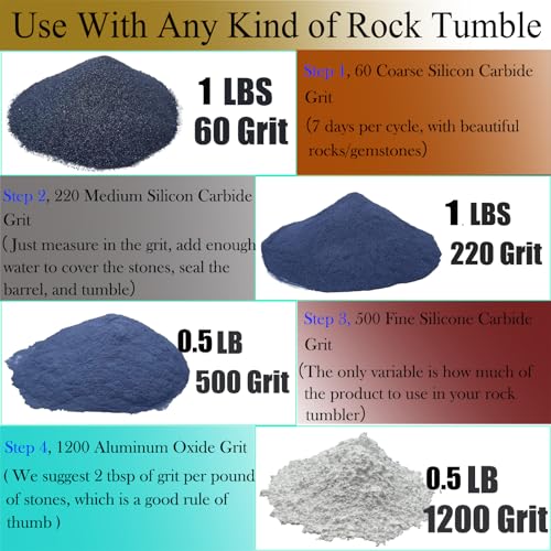 3 LBS Rock Tumbler Grit Set - 4 Step Tumbling Media O567343