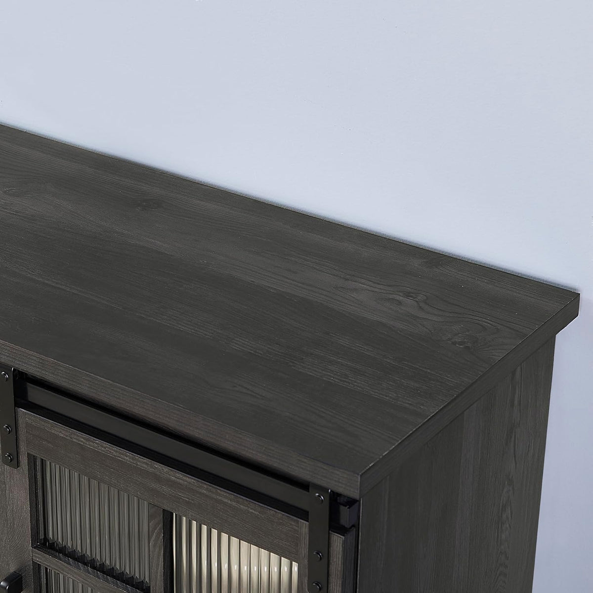 Charcoal Grey Fireplace TV Stand with Storage Drawers and Sliding Door M5762
