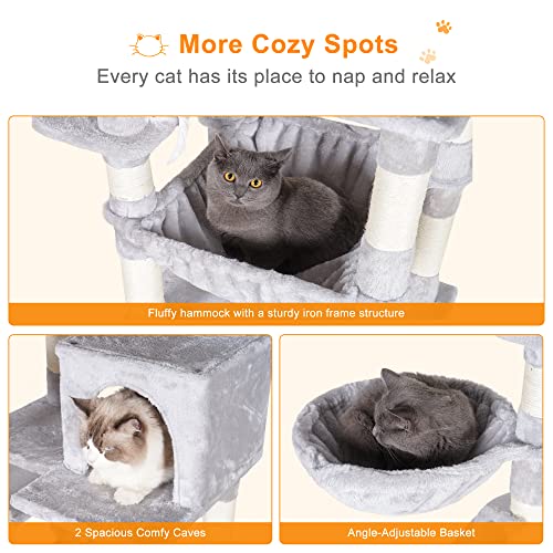 Light Gray Cat Tree with Sisal Scratching Posts O482