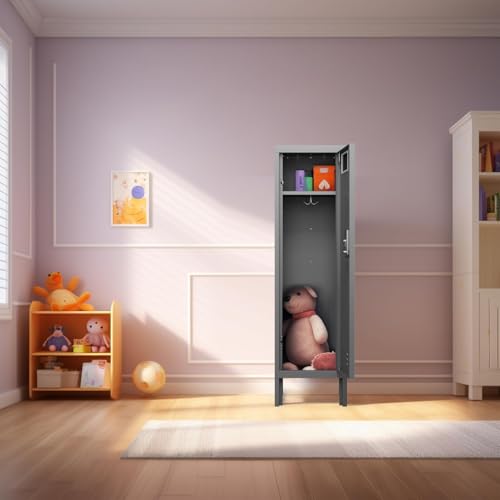 Metal Locker with 5 Doors, 66'' Steel Storage Cabinet with Hooks, Card Slots N3975