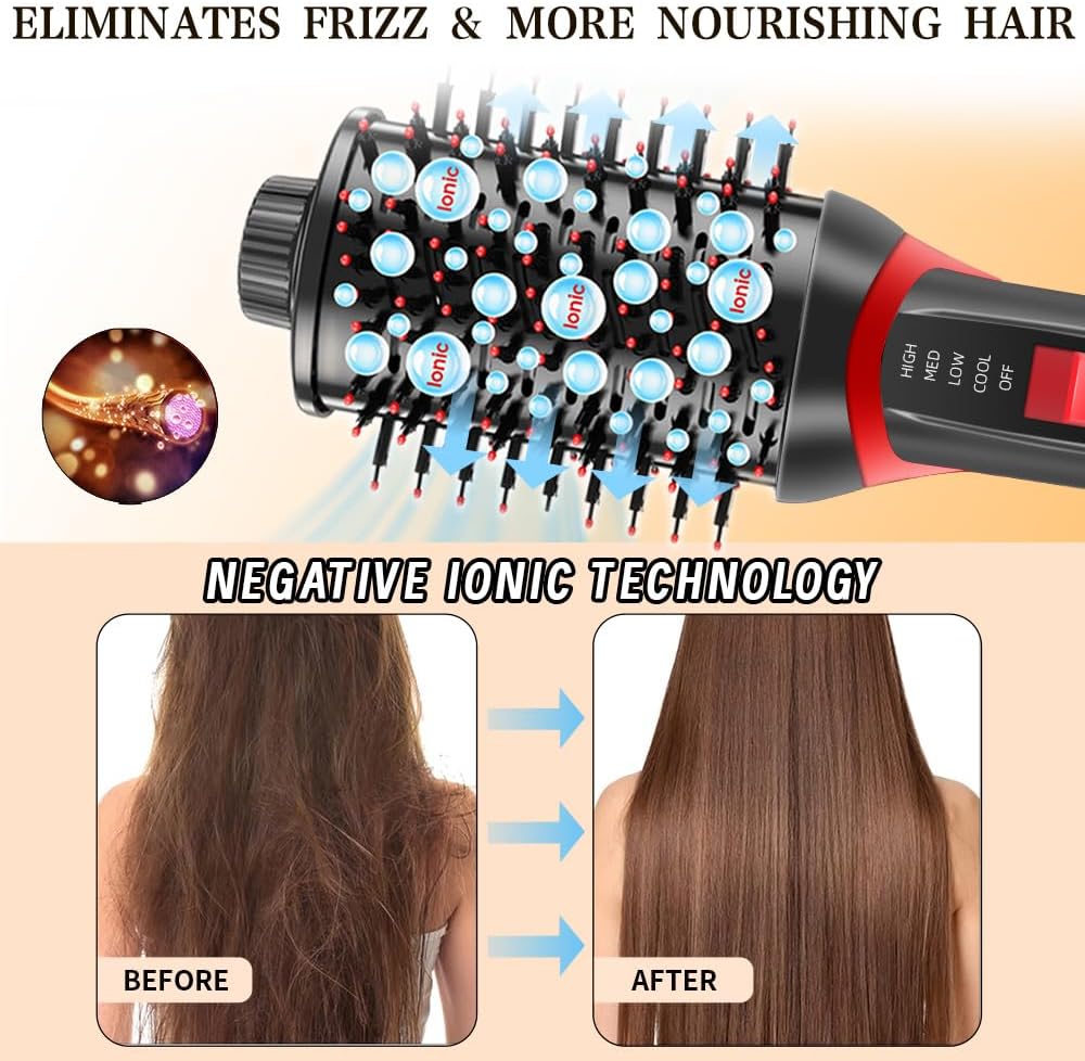 4-in-1 Hair Dryer Brush with Ceramic Titanium Barrel T634