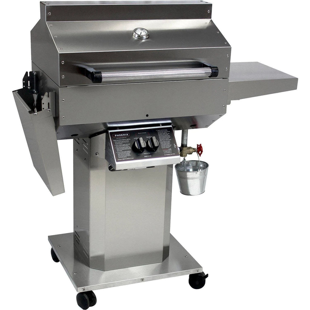 Stainless Steel Propane Gas Grill Head on Stainless Steel Pedestal Cart J5692