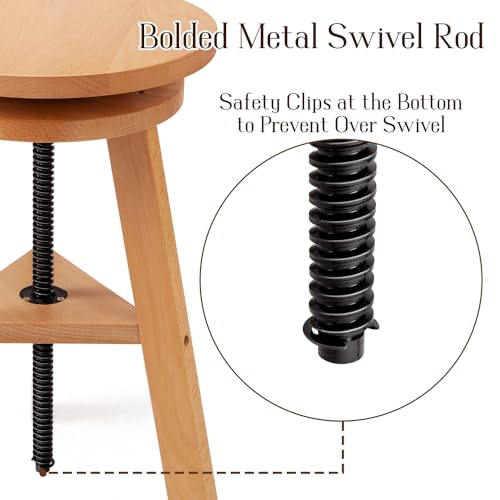 Natural Solid Beech Wood Swivel Stool A5049