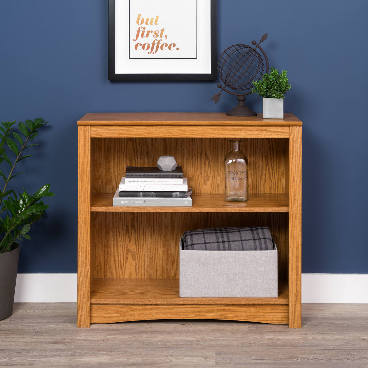 Oak 2-Shelf Wood Bookcase L6382