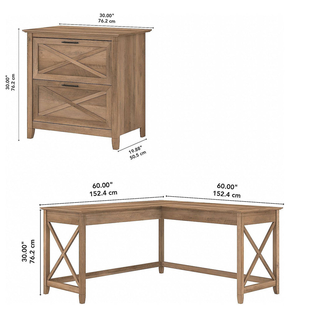 L Shaped Desk with 2 Drawer File Cabinet A9983