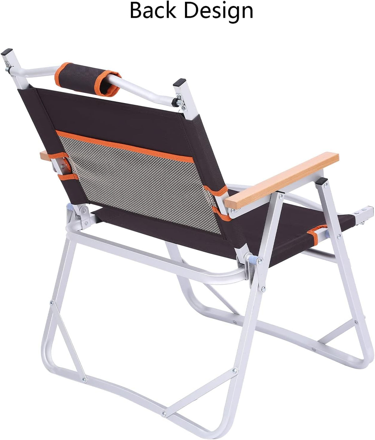Camping Beach Chair, Heavy Duty Triangular Frame, Easy Folding with Portable Bag and Back Pocket, Dark Brown V650